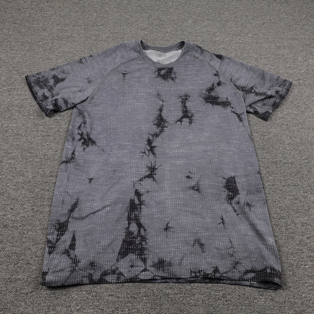 Lululemon Shirt Mens Large Gray Tie Dye Live In Practice Short Sleeve Tee